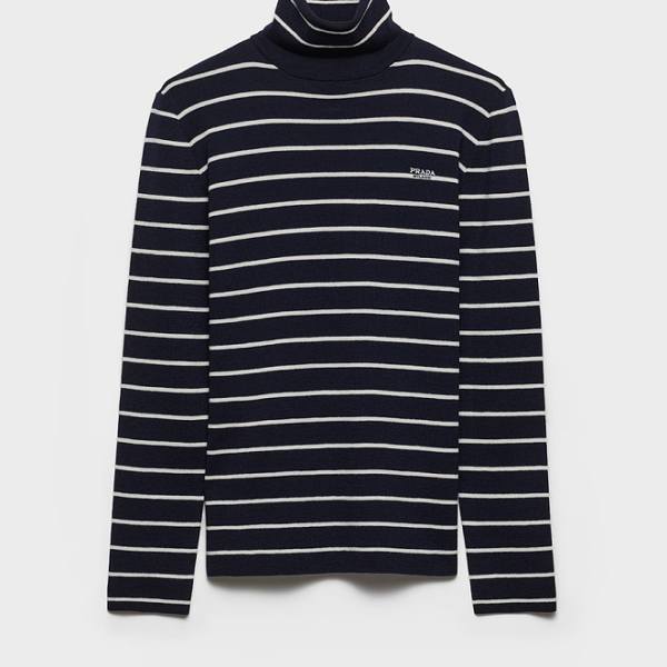 Prada Striped Knit Turtleneck Top