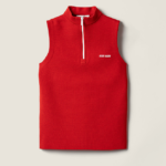Miu Miu Zip-Neck Sleeveless Knit Vest