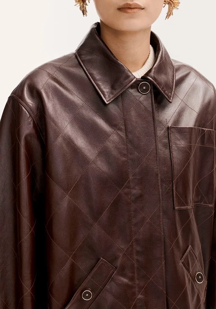 Chanel Quilted Leather Blouson Jacket – Burgundy - Image 5