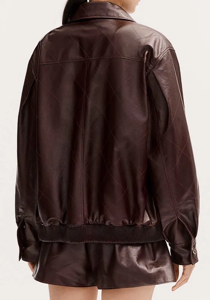 Chanel Quilted Leather Blouson Jacket – Burgundy - Image 3
