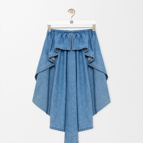Loewe Draped Denim Midi Skirt