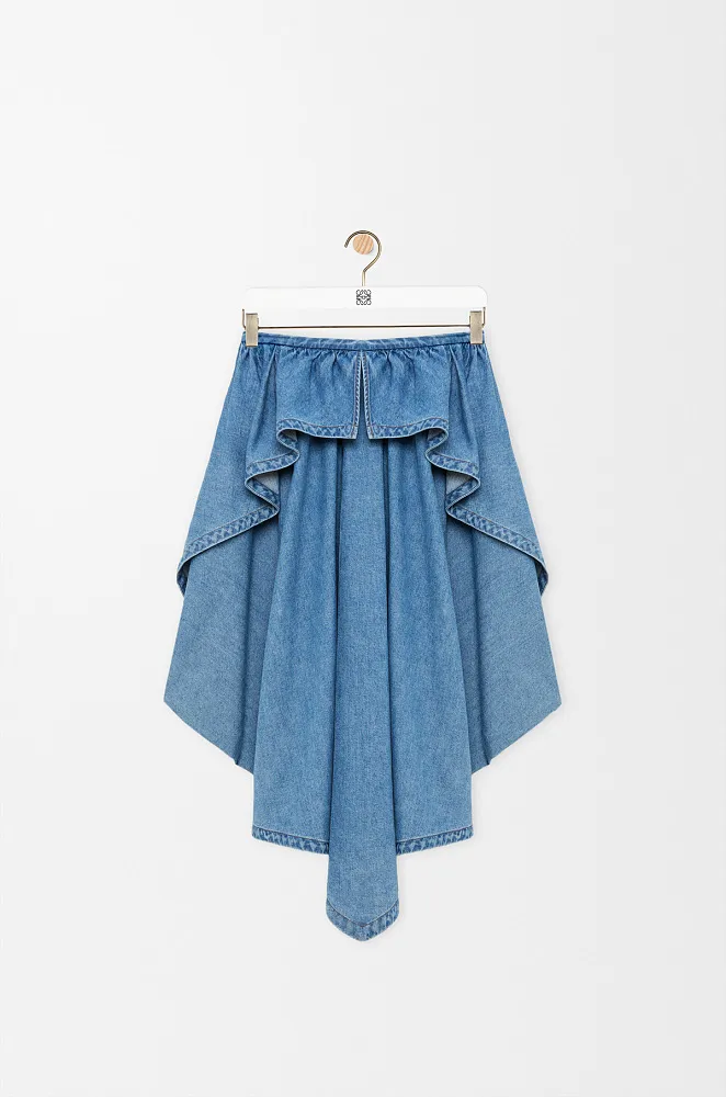 Loewe Draped Denim Midi Skirt - Image 4