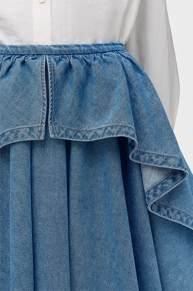 Loewe Draped Denim Midi Skirt - Image 3