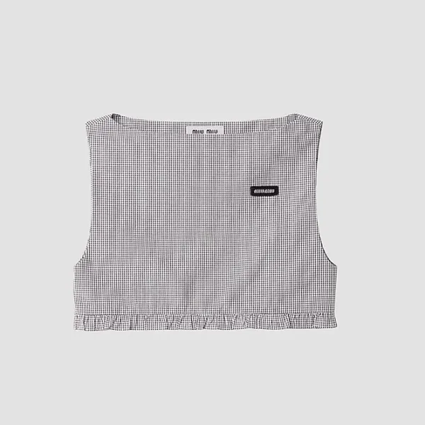 Miu Miu Micro Gingham Cropped Top