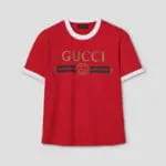 Gucci Logo Web Ruffle-Trim T-Shirt