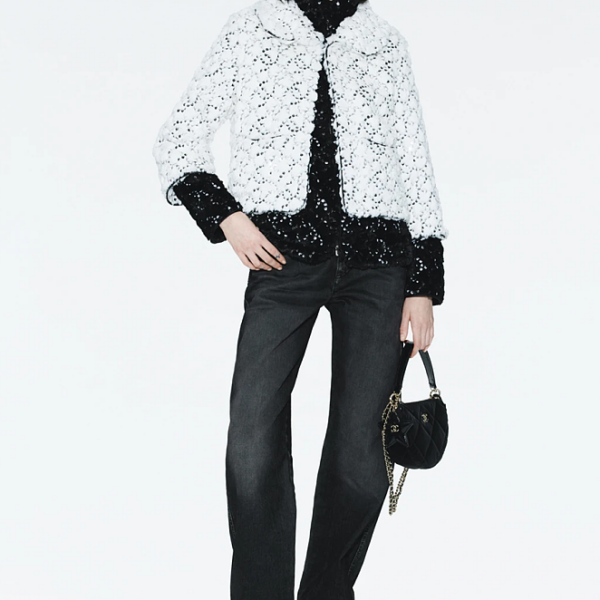 Chanel Ivory Textured Bouclé Zip Jacket