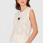 CHANEL Openwork Knit Sleeveless Vest