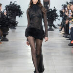 EMPRESS OF FIRE™ Feather-Trim Illusion Couture Mini Dress
