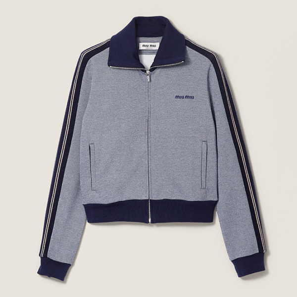 Miu Miu Deux-Tonal Knit Track Jacket
