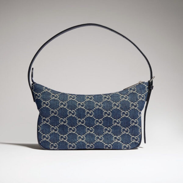 Gucci Lunetta Small Shoulder Bag in Dark Blue GG Denim