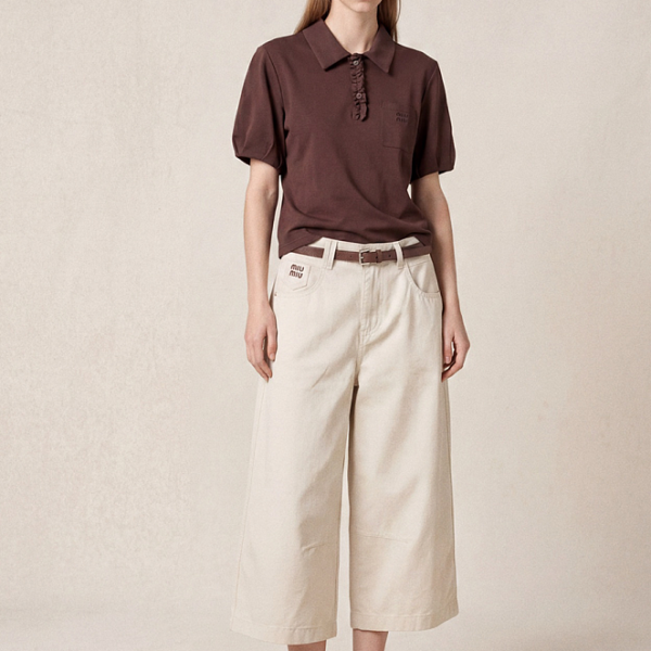 MIU MIU “CÔTE D’IVOIRE” Puff-Sleeve Polo