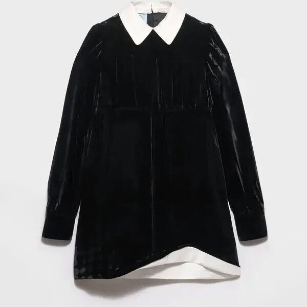 Prada Velvet Mini Dress with Contrast Collar