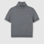 Gucci Fine-Knit Short-Sleeve Turtleneck Top
