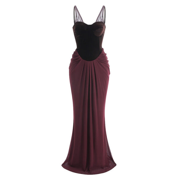 “Mocha Éclat” Velvet Drape Gown – Velour de Luxe Collection