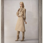 Gucci GG Silk Bow Blouse & Monogram A-Line Skirt Set