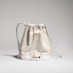 Gucci GG Monogram Canvas Mini Bucket Bag with White Leather Trim