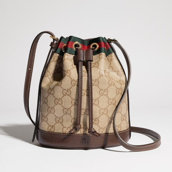 Gucci Ophidia GG Supreme Mini Bucket Bag with Web Stripe
