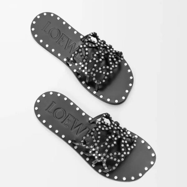 LOEWE Anagram Studded Leather Flat Sandals