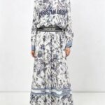 Christian Dior Toile de Jouy Logo Silk Shirt & Maxi Skirt Set