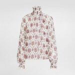 Dolce & Gabbana Romantic Floral High-Neck Chiffon Blouse