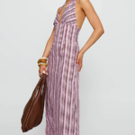 'Razi' Featuring Striped Halter Long Dress