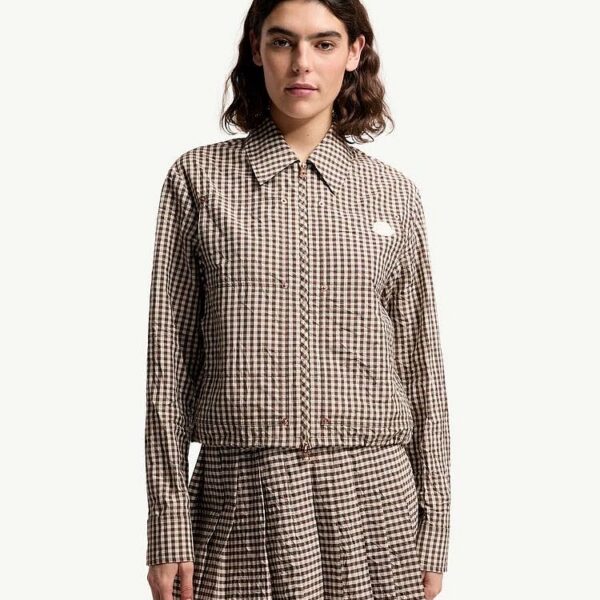 Moncler Vichy Cotton Blend Cropped Jacket