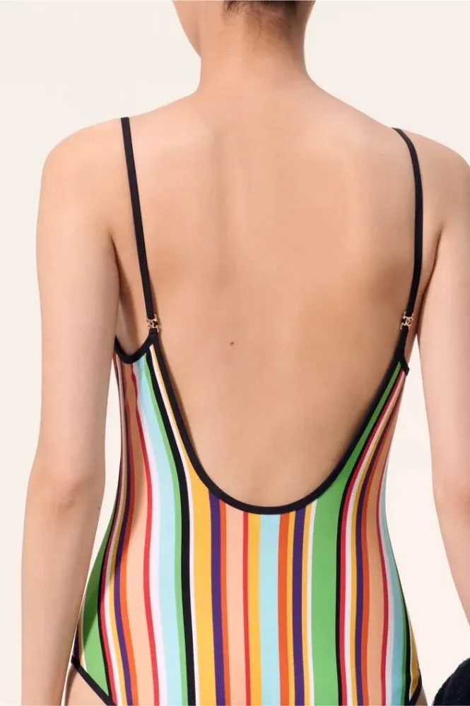 Chanel Multicolor Striped One-Piece Swimsuit - Image 3