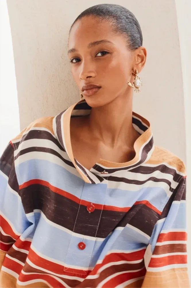 Chanel Striped Linen Resort Shirt & Tailored Shorts Set - Image 3