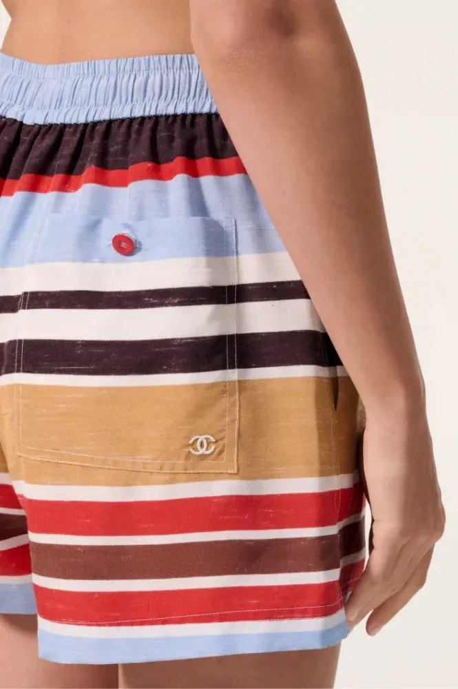 Chanel Striped Linen Resort Shirt & Tailored Shorts Set - Image 6