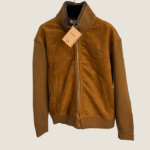 Miu Miu Camel Suede-Knit Bomber Jacket