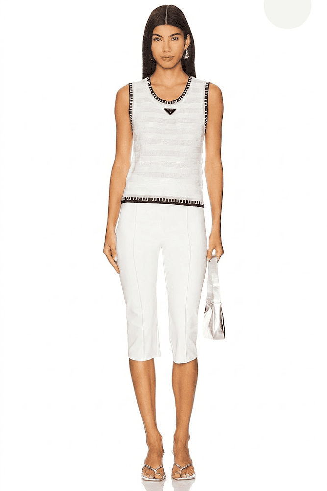IMG_2656 Prada Pointelle Knit Tank & Tailored Capri Set - Image 1