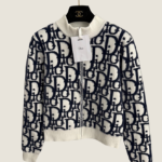 Dior Monogram Knit Zip Cardigan – Navy & Ivory Edition