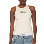 Miu Miu Embellished Logo Ribbed Tank
