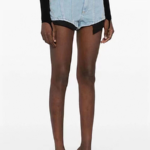 Mugler “Blade Curve” Ultra High-Cut Denim Shorts