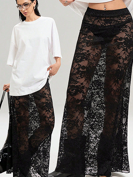“Vérité Obscura” Sheer Lace Maxi Skirt