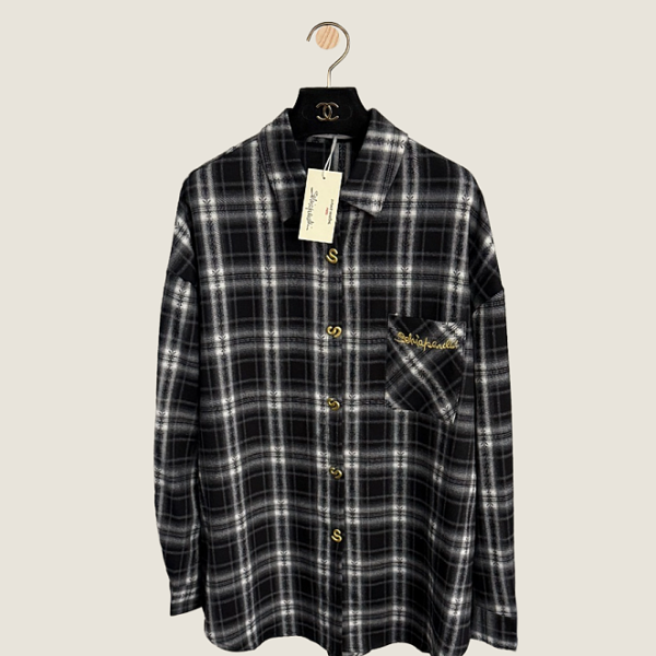 Schiaparelli Embroidered Plaid Button-Up