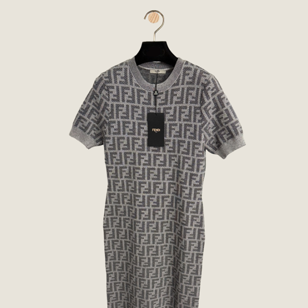 Fendi Monogram Knit Midi Dress