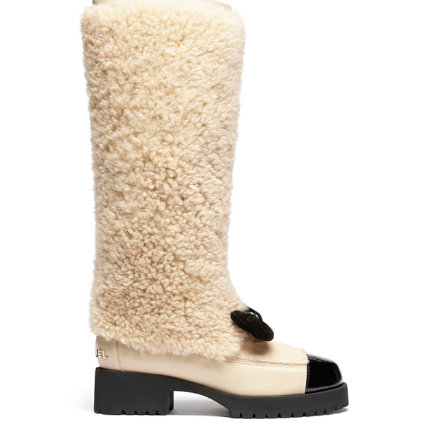 Chanel Shearling Camellia Long Boots