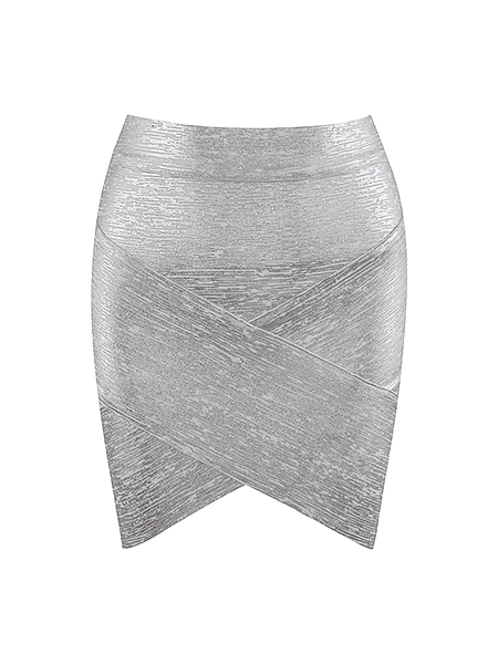 “Lustra Curve” Metallic Sculpted Mini Skirt