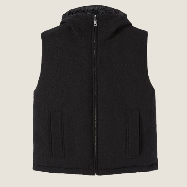 Gucci Noir Shearling Hooded Vest