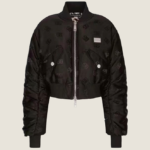 Dolce & Gabbana “Noir Monogram” Cropped Bomber Jacket