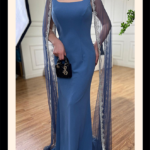 Azure Éclat” Lace-Trimmed Gown