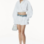 Wang Pleated Denim-Waistband Shorts
