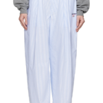 Alexander Wang Striped Wide-Leg Trousers with Denim Waistband