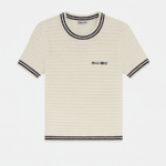 Miu Miu Ribbed Knit Logo Tee