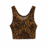 “Pantera Nero” Leopard Ribbed Knit Crop Top by Prada