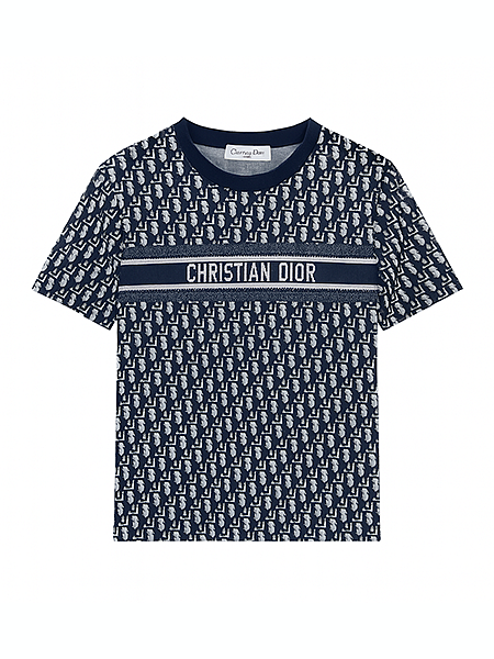 Dioriviera Oblique Mesh Tee – Navy Monogram Edition
