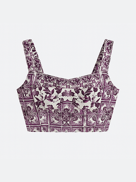 Dolce & Gabbana “Maiolica Classica” Structured Tile-Print Bustier