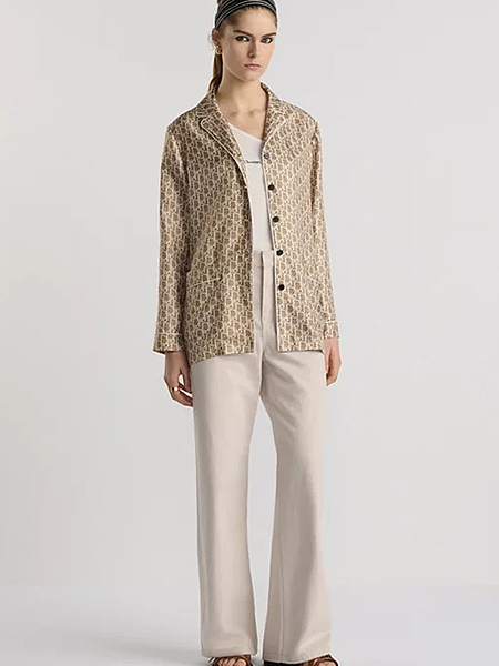 Dior “Écru Oblique” Silk Lounge Set
