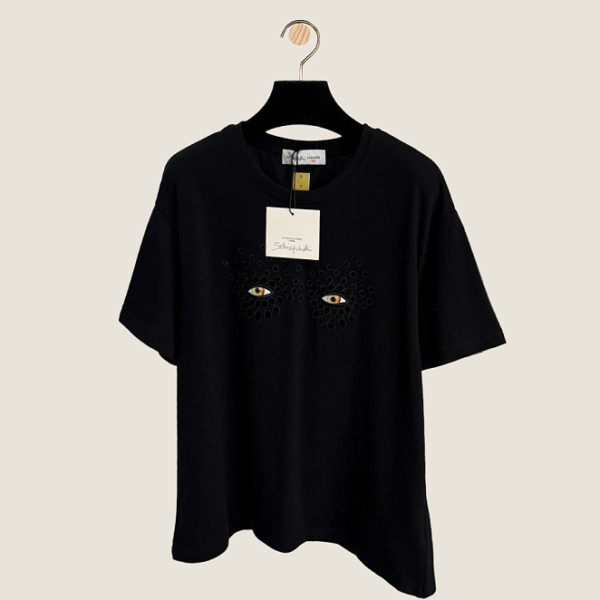 Schiaparelli “Les Yeux Dorés” Embroidered Eye Tee
